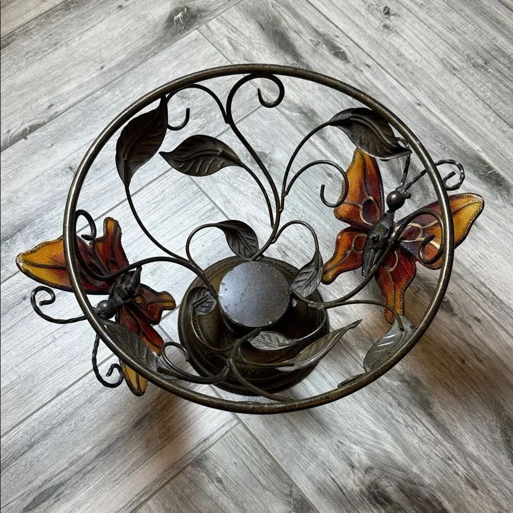 Artistic Metal Accent Bowlโwith Butterfly Motif
